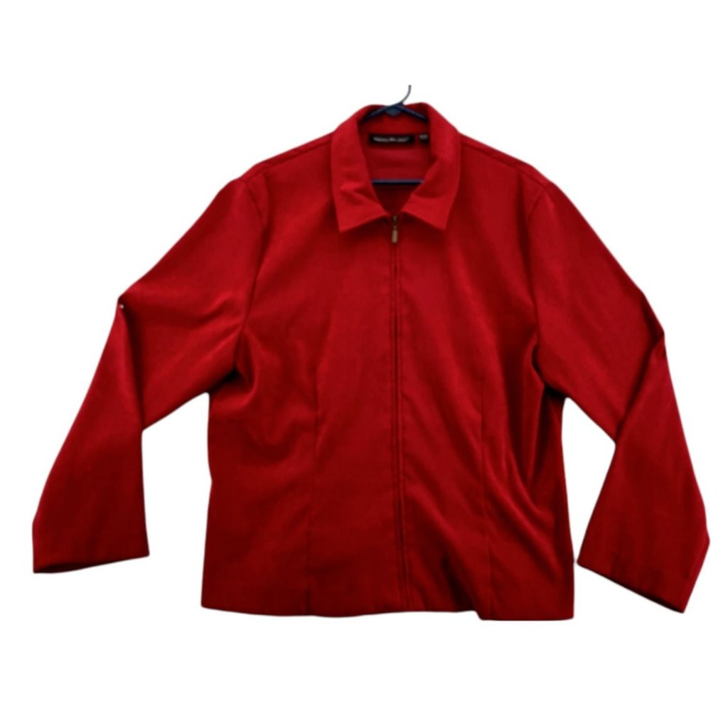 Briggs New York Shirt Women's Long Sleeve Full Zip Heavyweight Red Size 16w